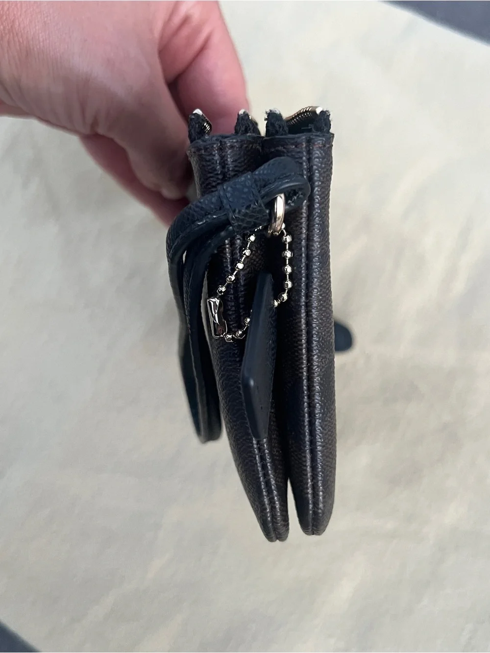 Coach Navy and Black Signature Card Pouch